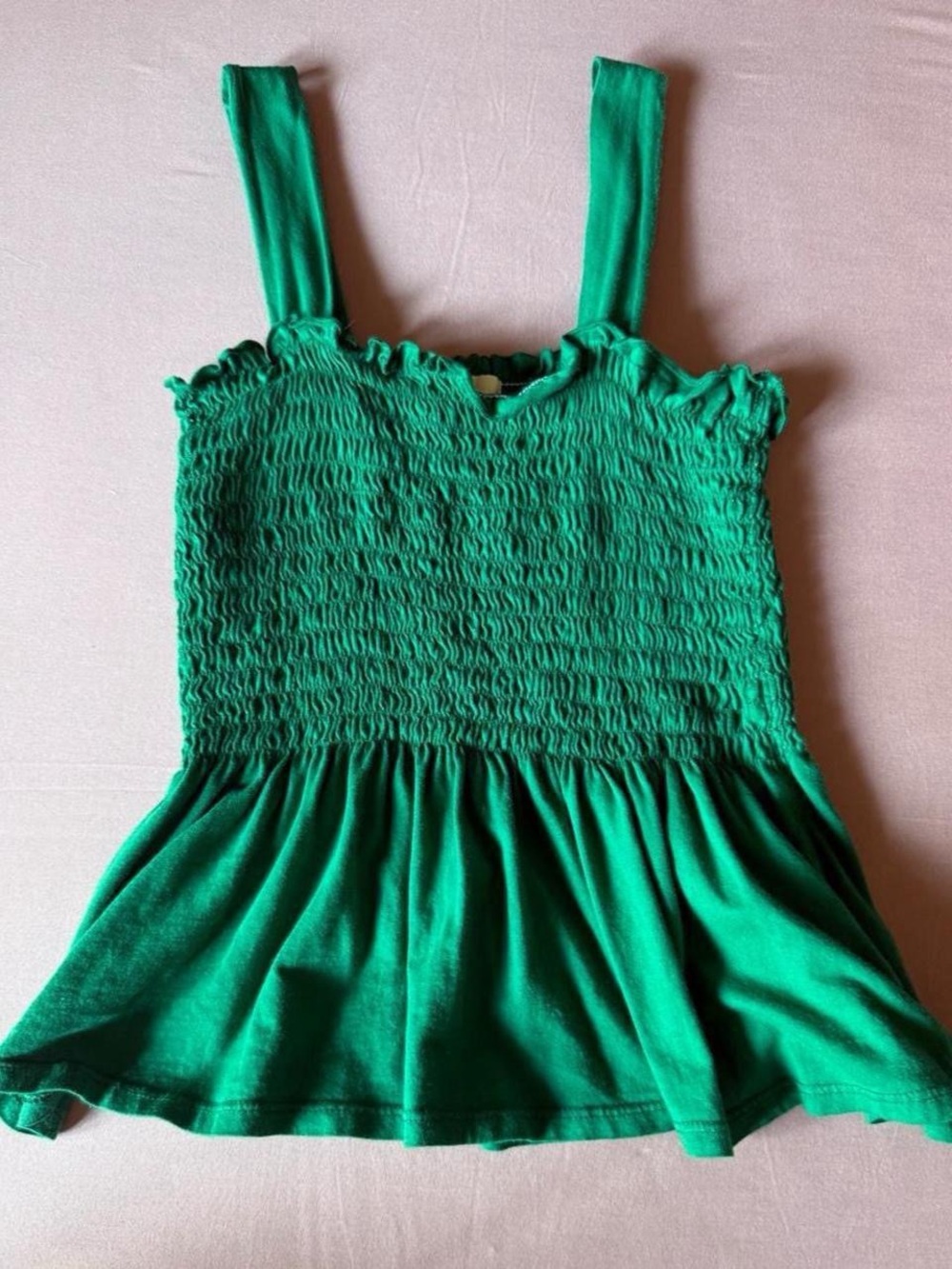 T.La Emerald Green Smocked Peplum Tank Top